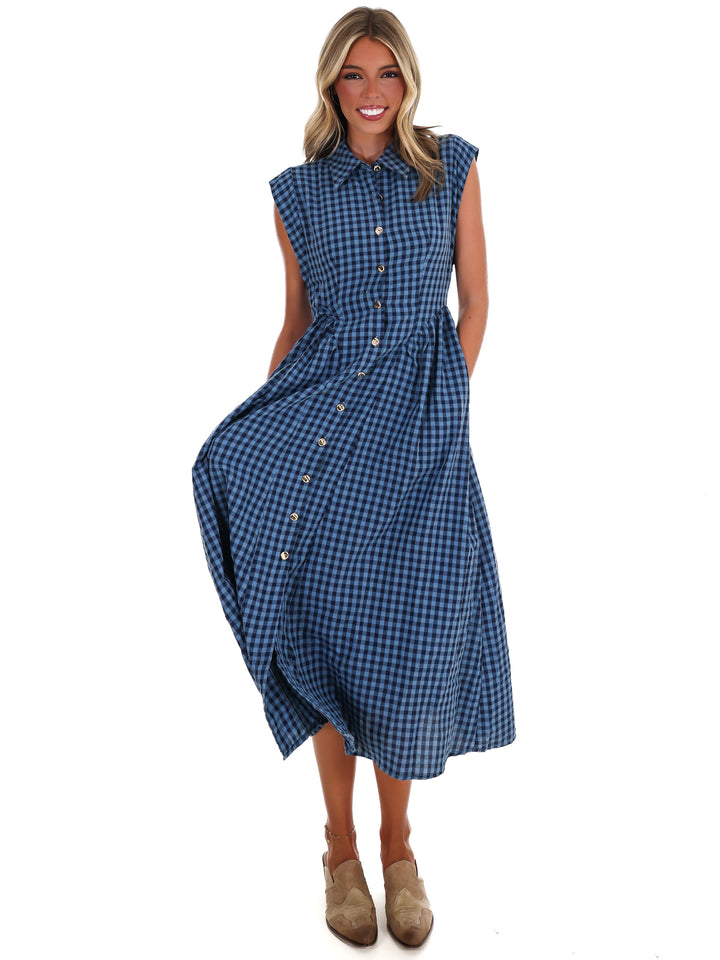 Blue Ridge Gingham Midi Dress