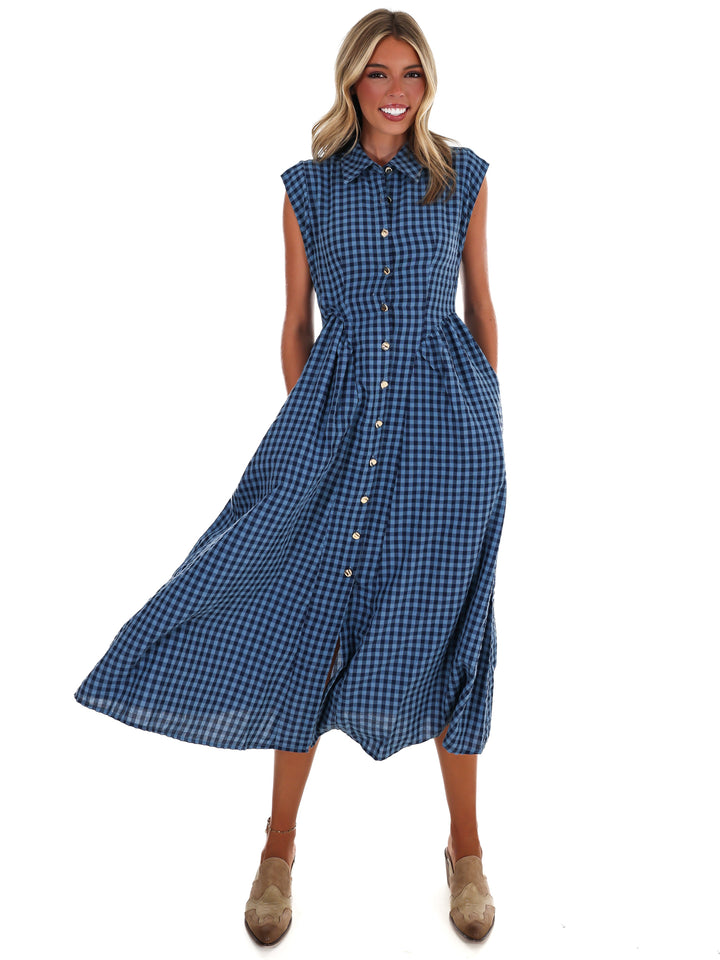 Blue Ridge Gingham Midi Dress