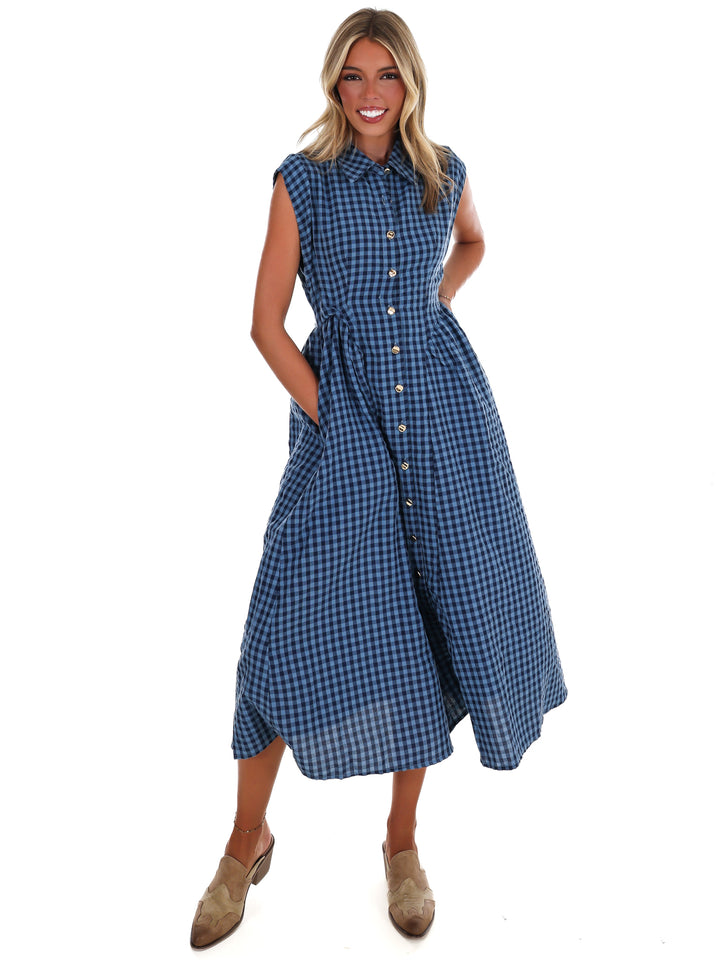 Blue Ridge Gingham Midi Dress