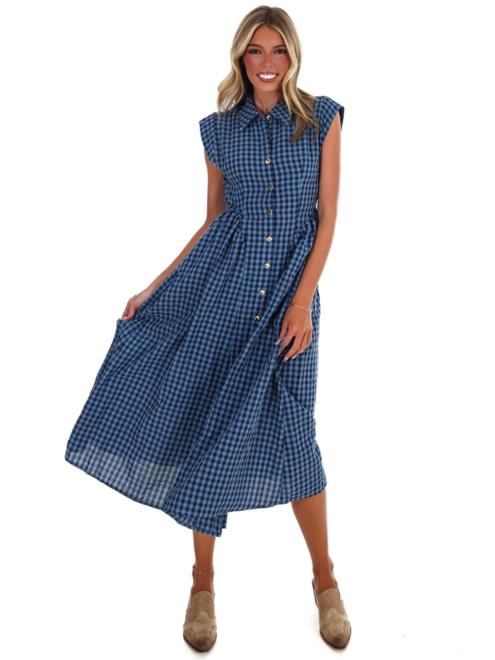 Blue Ridge Gingham Midi Dress