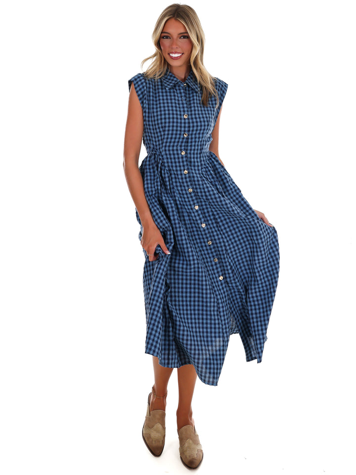 Blue Ridge Gingham Midi Dress