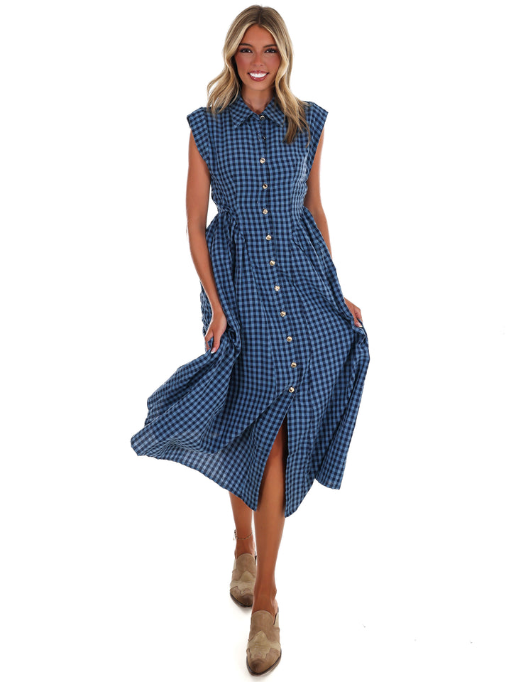 Blue Ridge Gingham Midi Dress