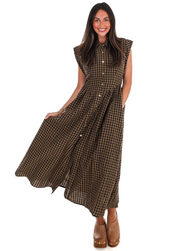 Blue Ridge Gingham Midi Dress