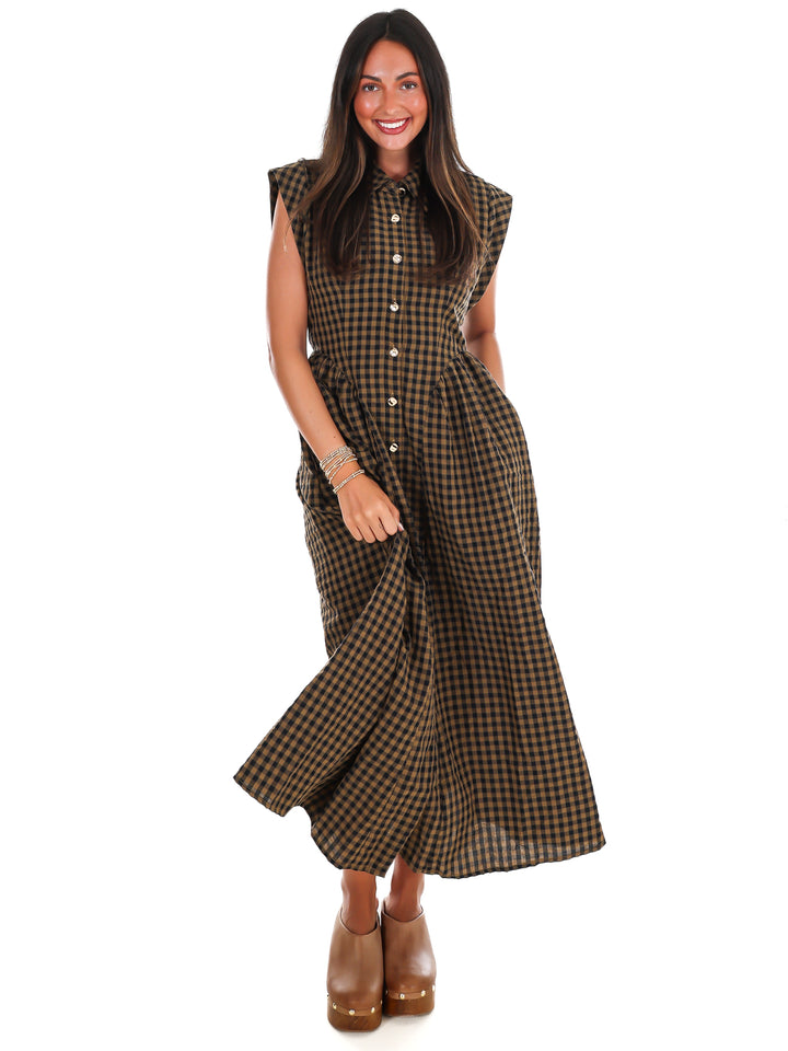 Blue Ridge Gingham Midi Dress