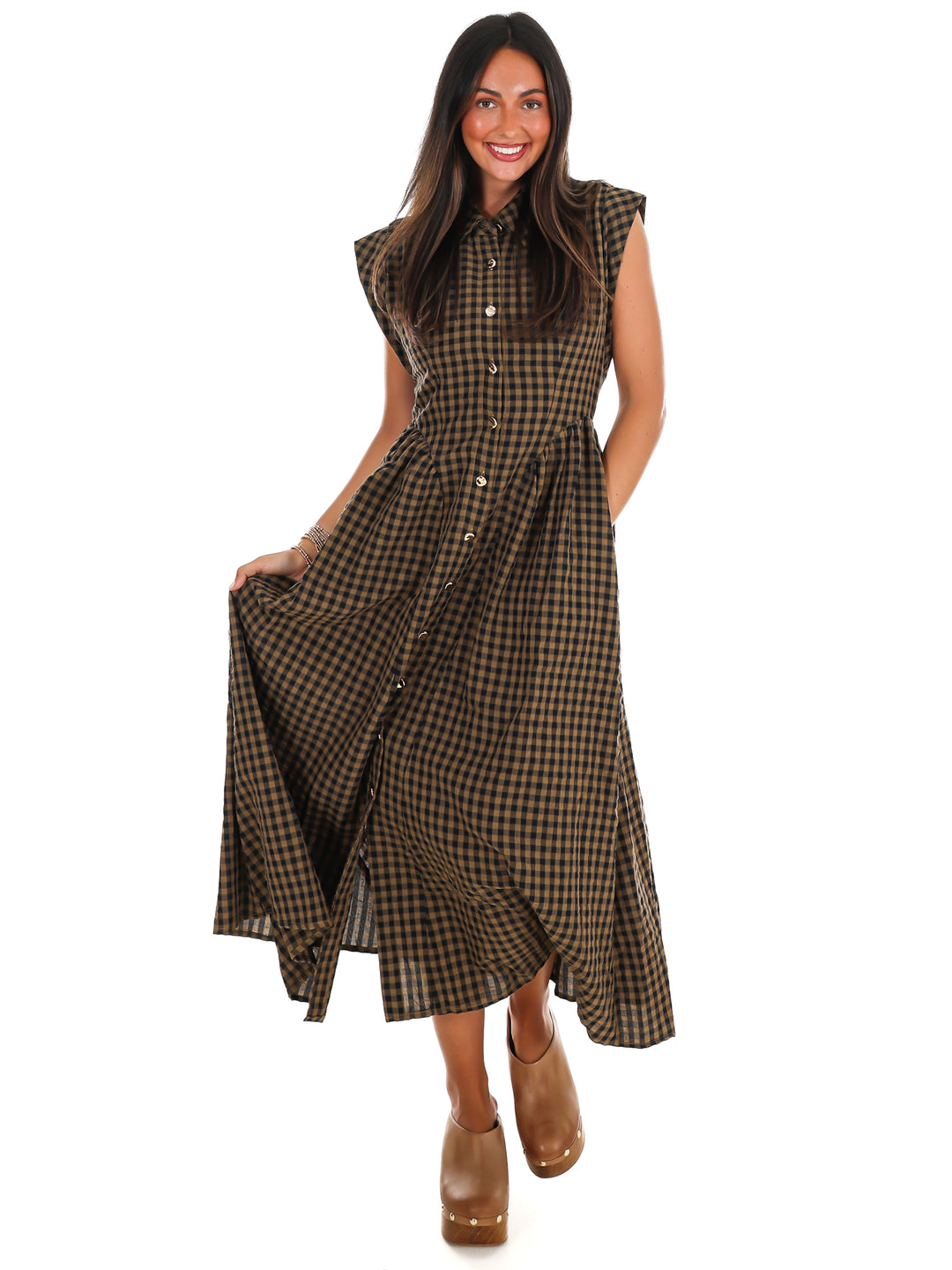 Blue Ridge Gingham Midi Dress