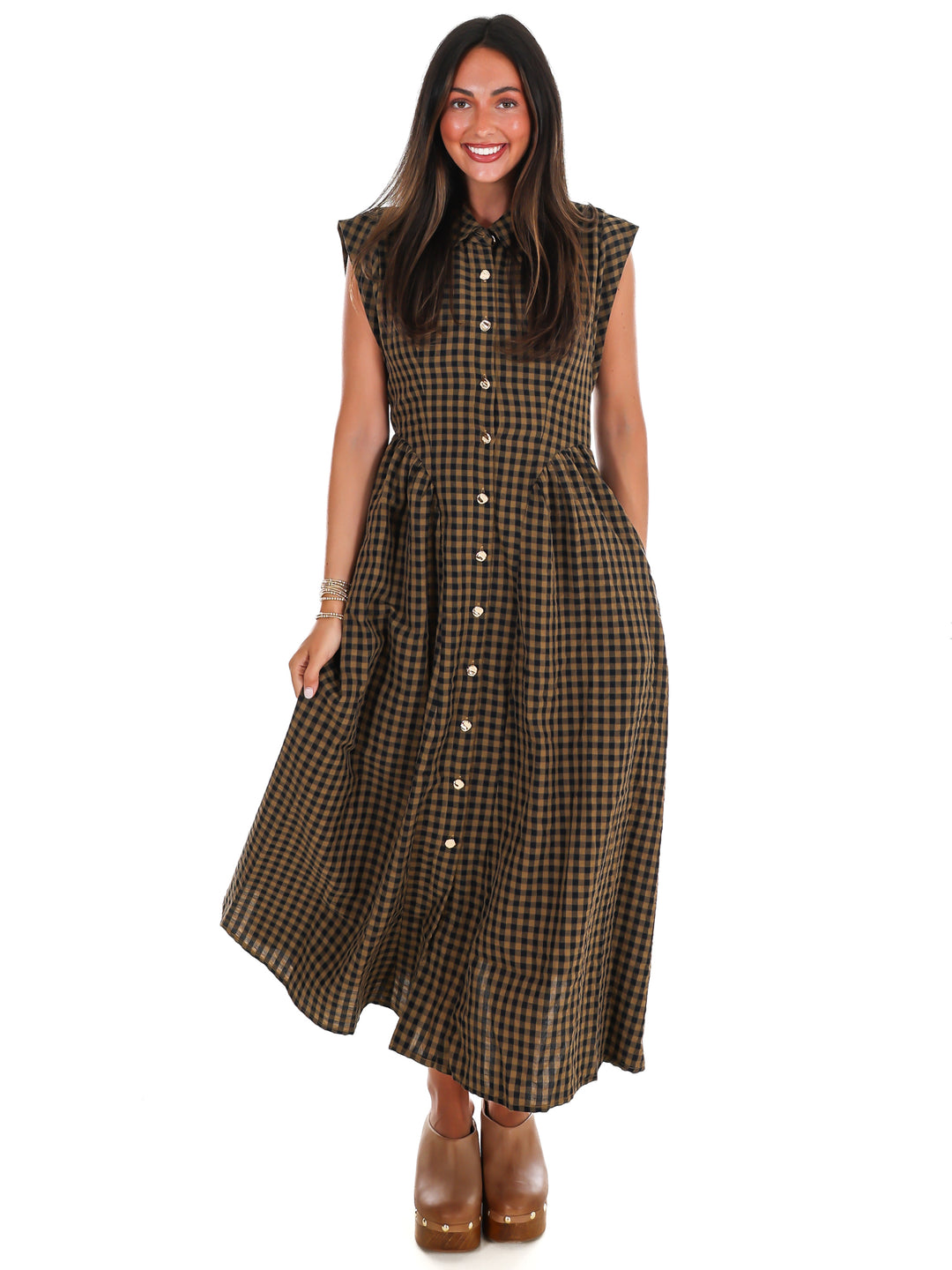 Blue Ridge Gingham Midi Dress