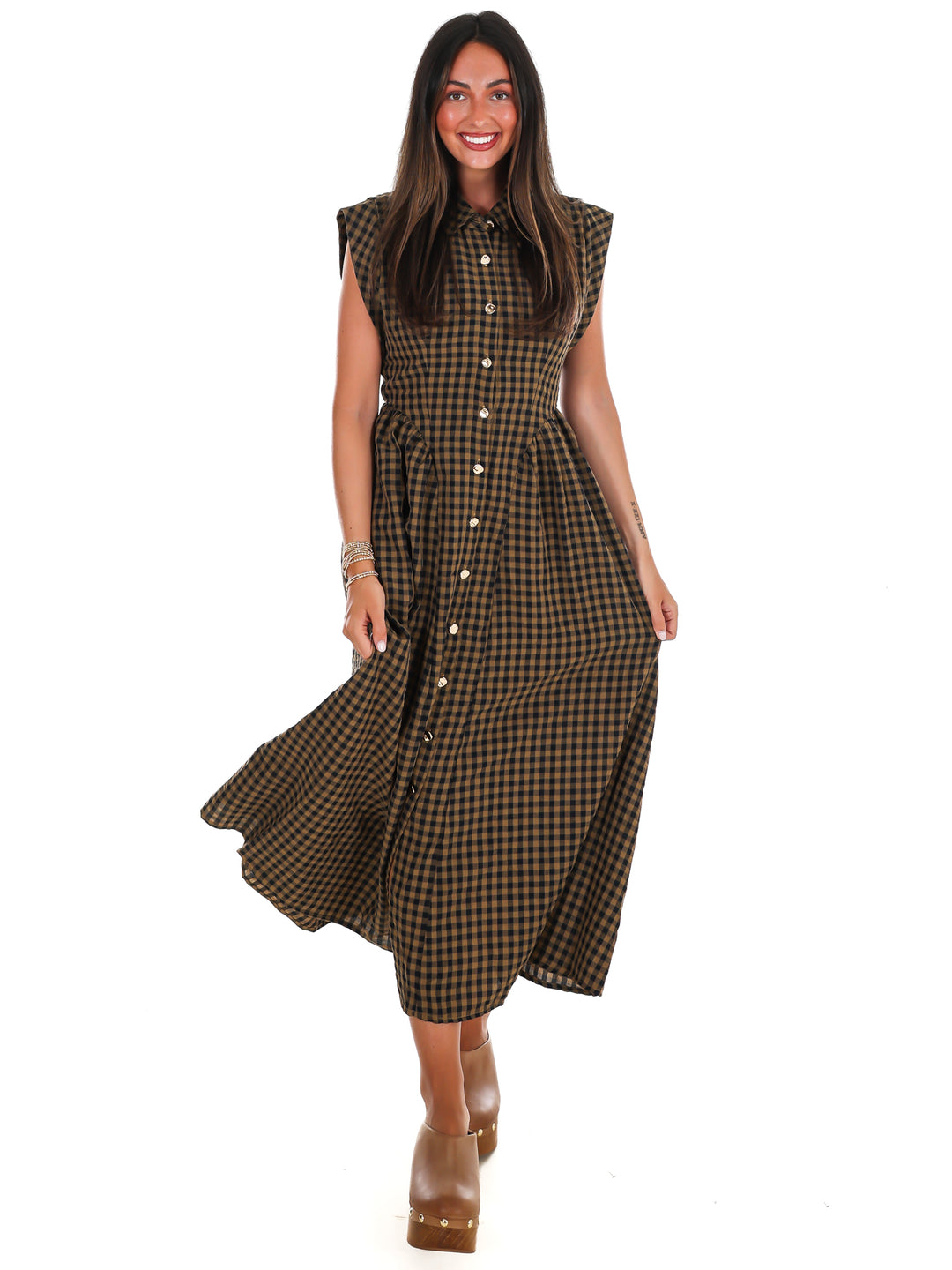 Blue Ridge Gingham Midi Dress