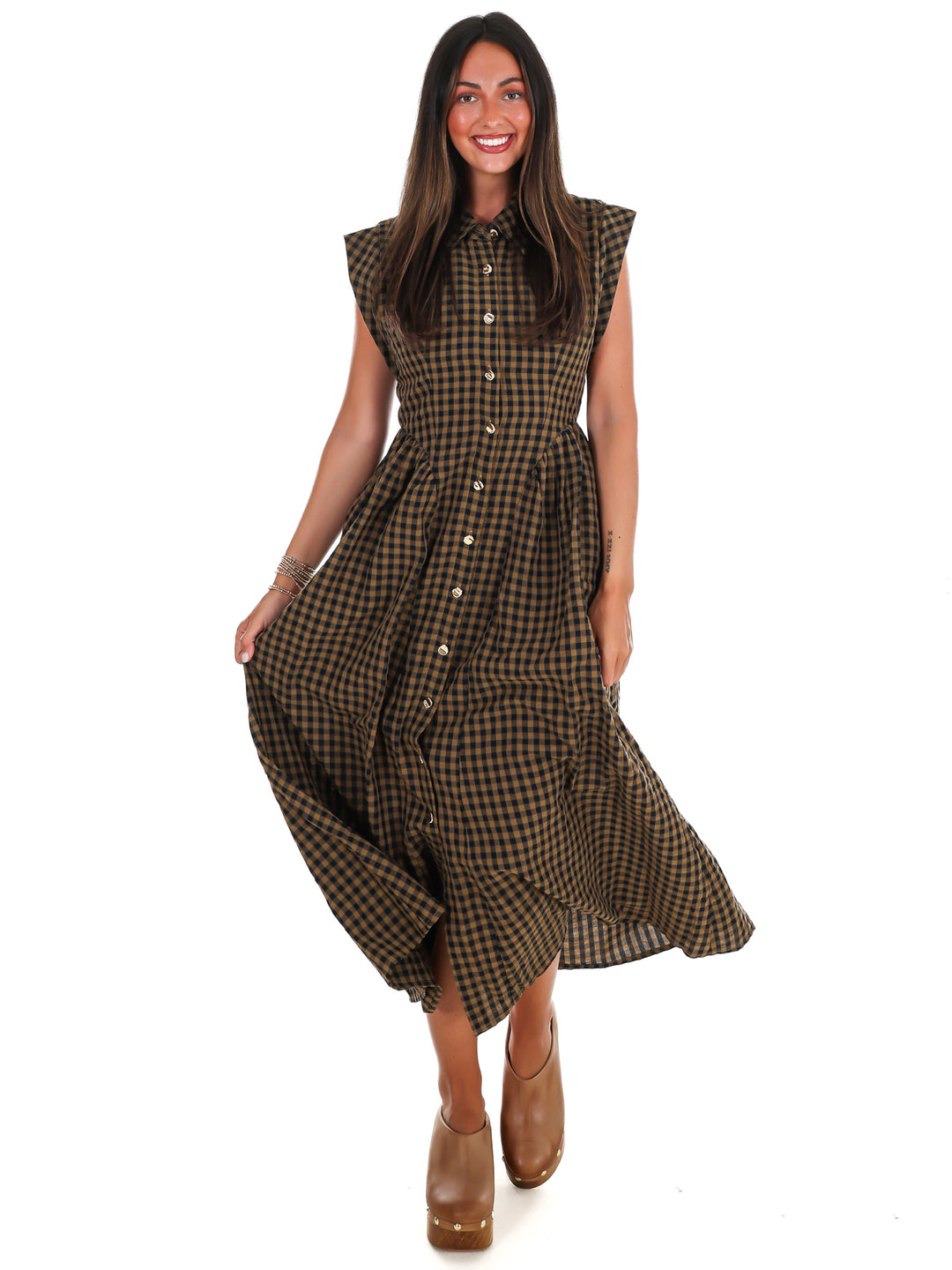 Blue Ridge Gingham Midi Dress