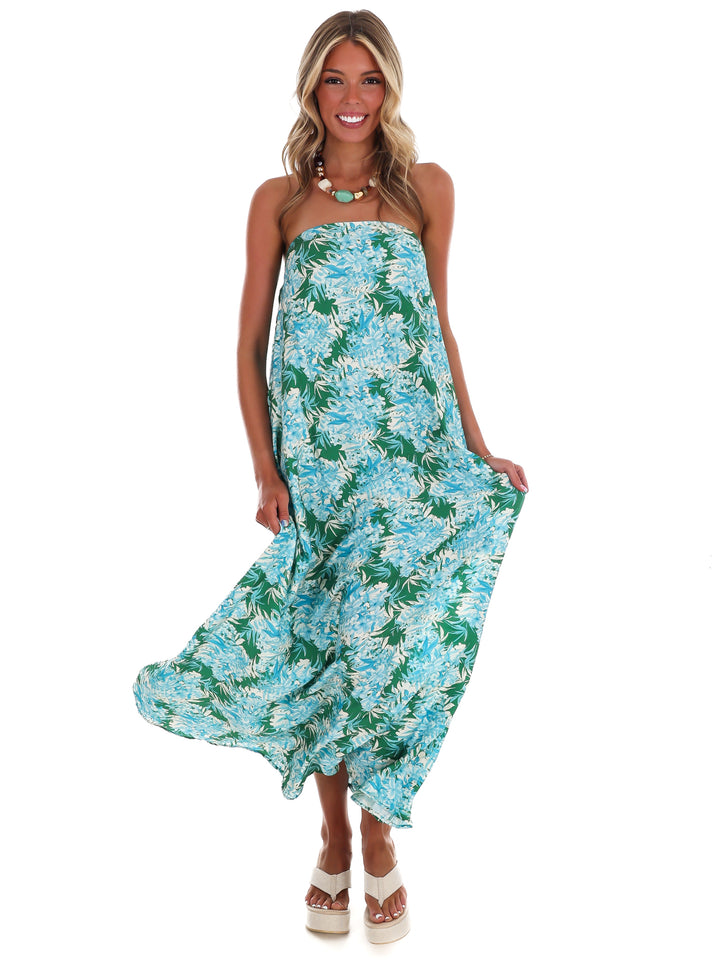Hydrangea Heaven Strapless Maxi Dress