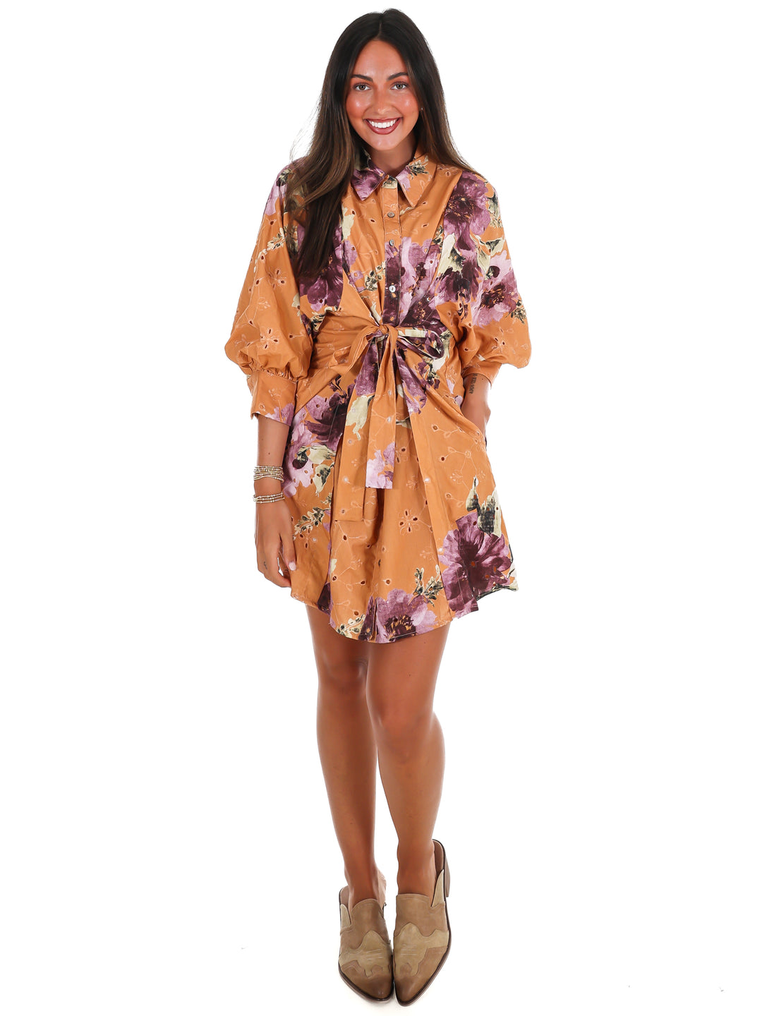 Country Mile Floral Eyelet Mini Dress
