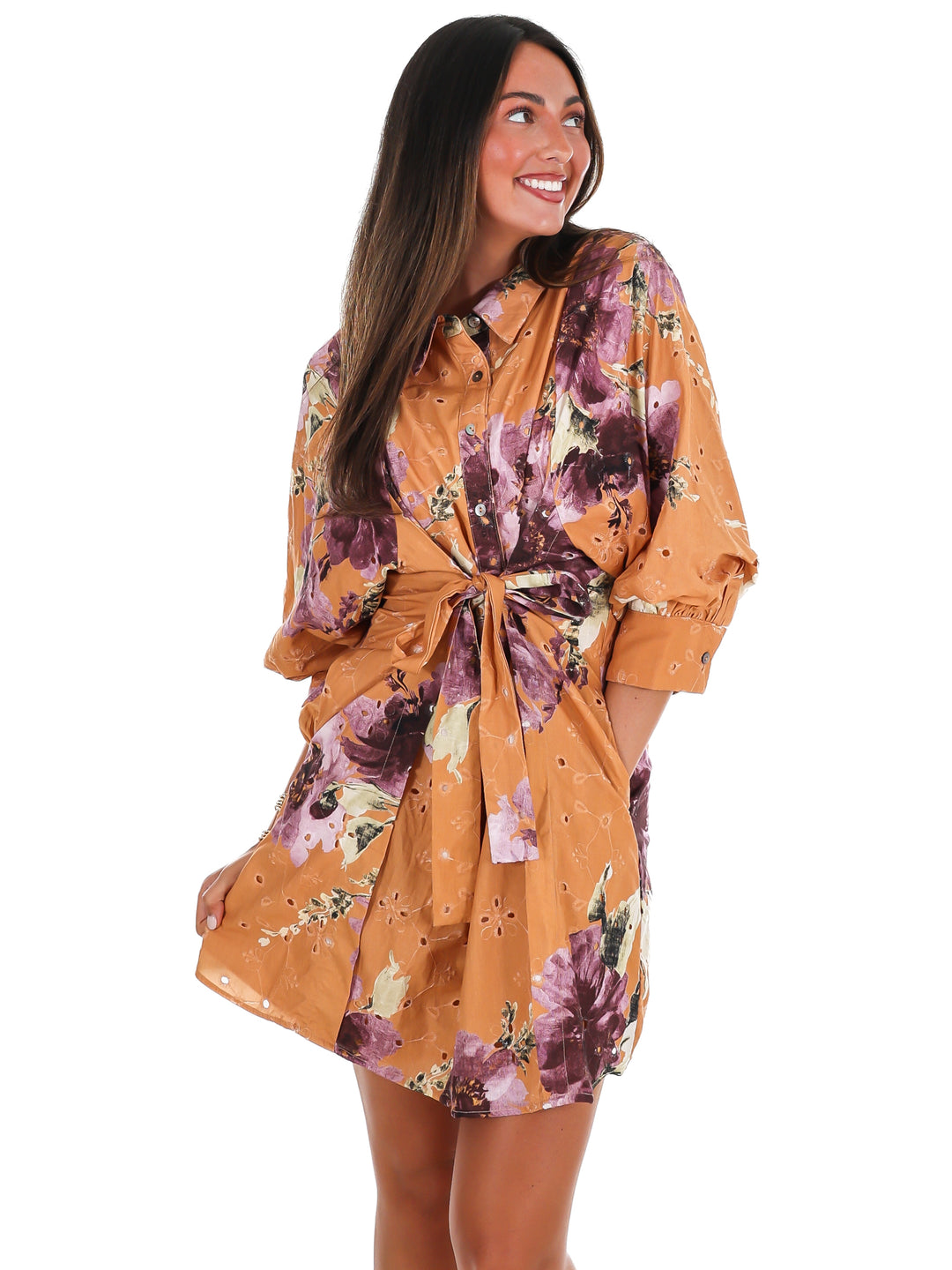 Country Mile Floral Eyelet Mini Dress
