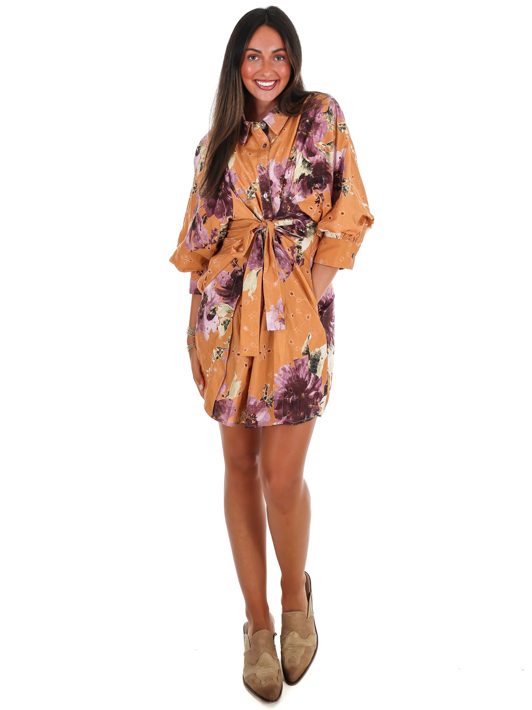Country Mile Floral Eyelet Mini Dress