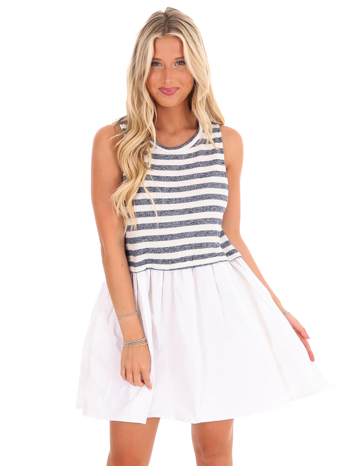 Wait Right Here Stripe Contrast Dress