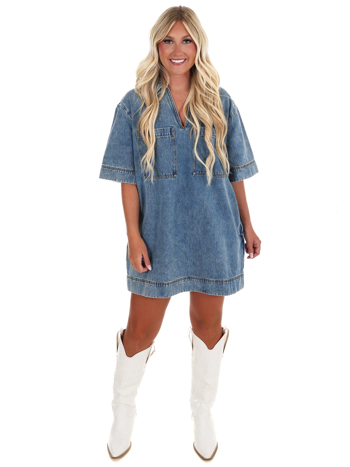 Backroads V-Neck Denim Dress