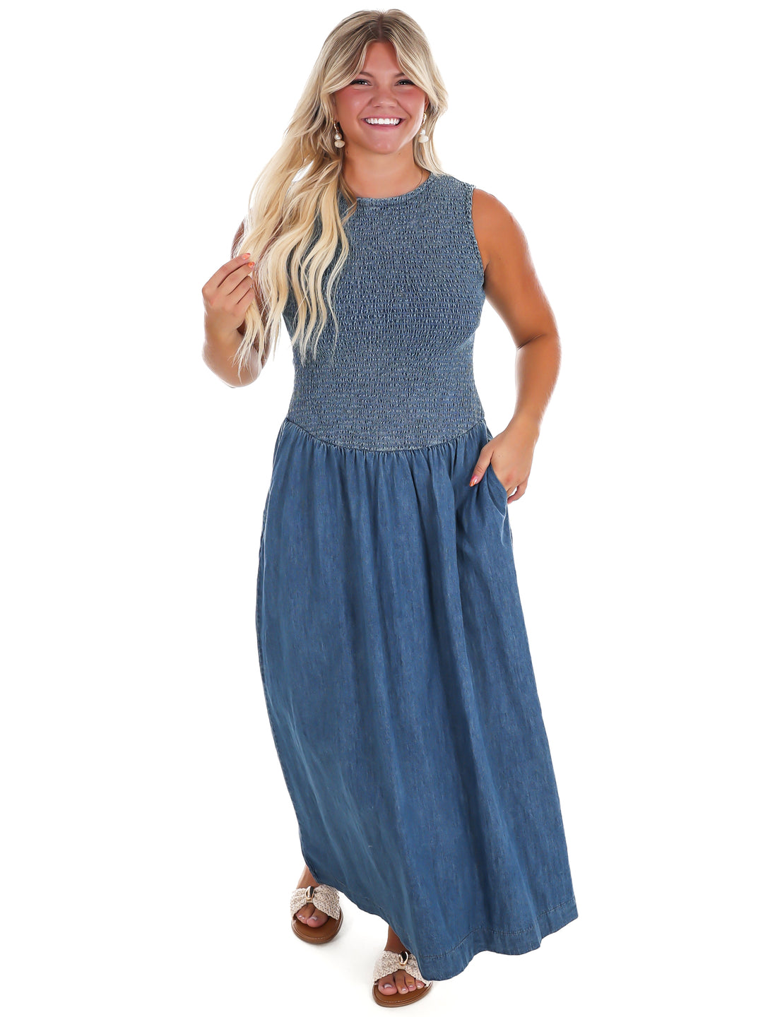 Open Water Denim Maxi Dress