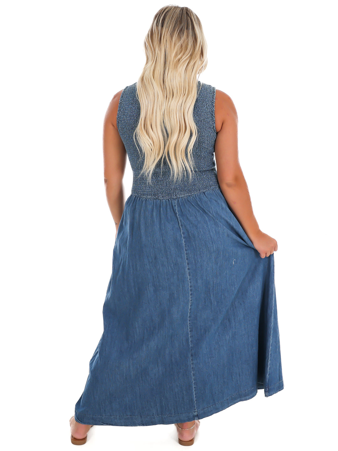 Open Water Denim Maxi Dress