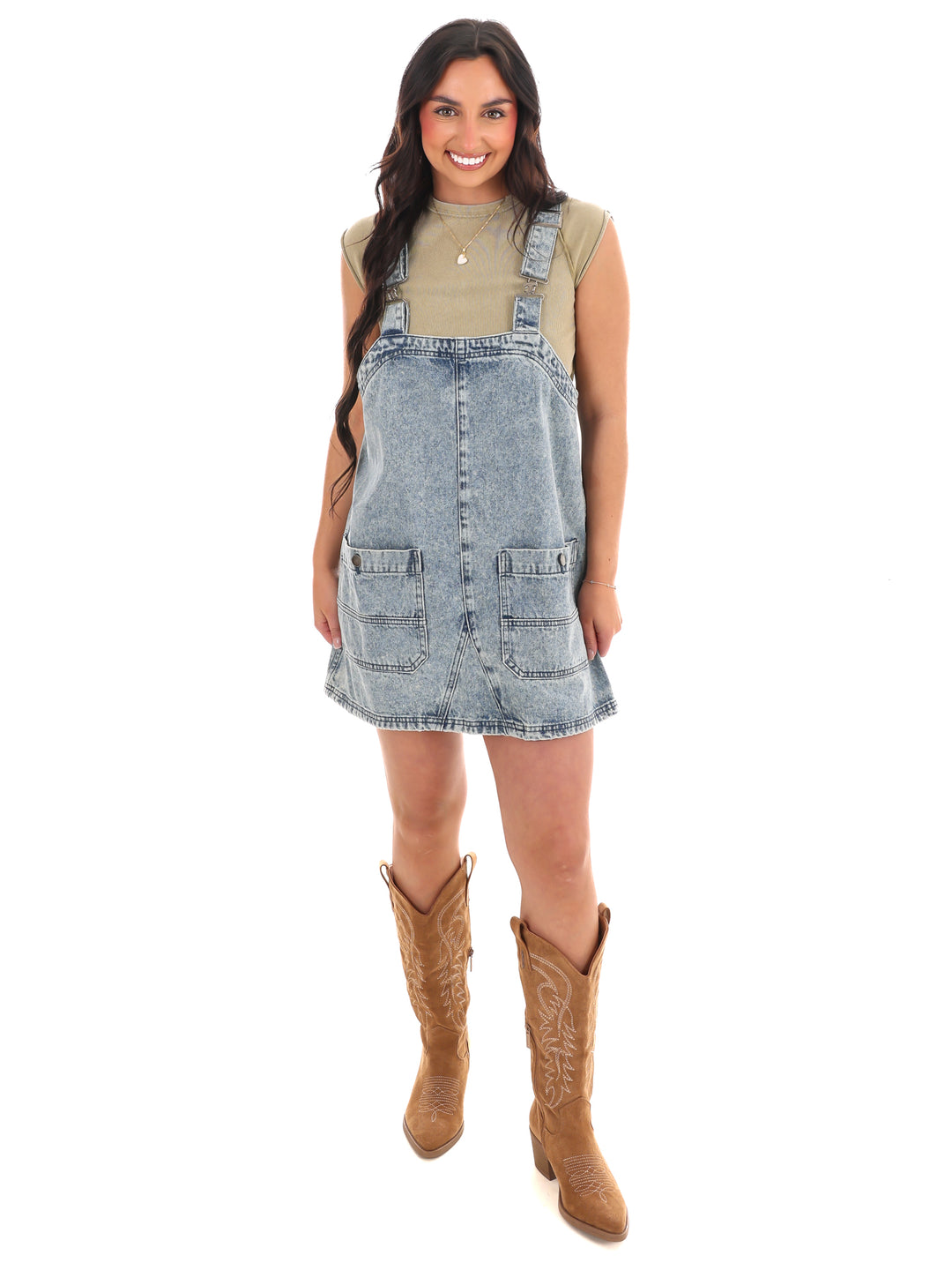 Eyes On Me Denim Overall Dress