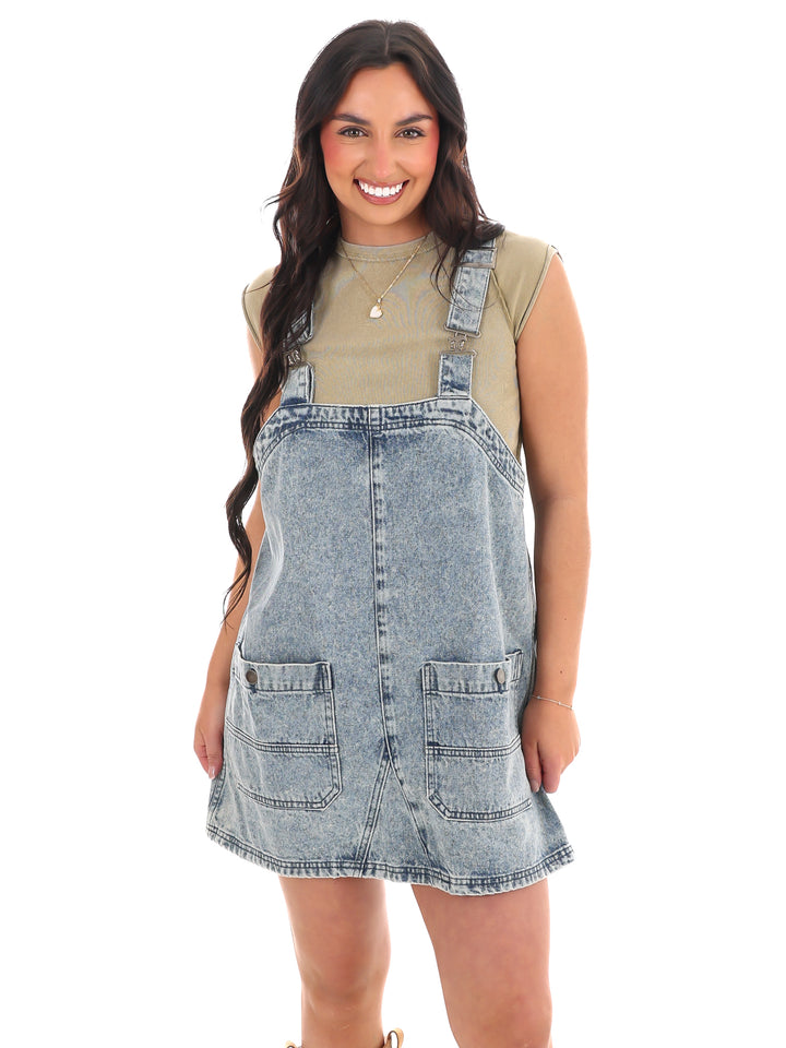 Eyes On Me Denim Overall Dress