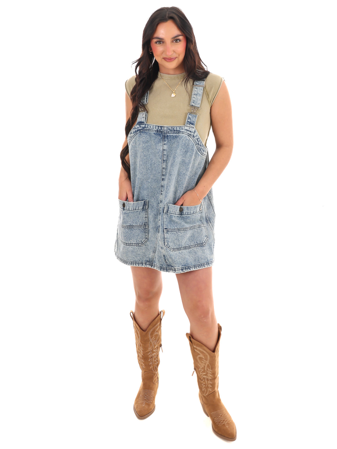 Eyes On Me Denim Overall Dress