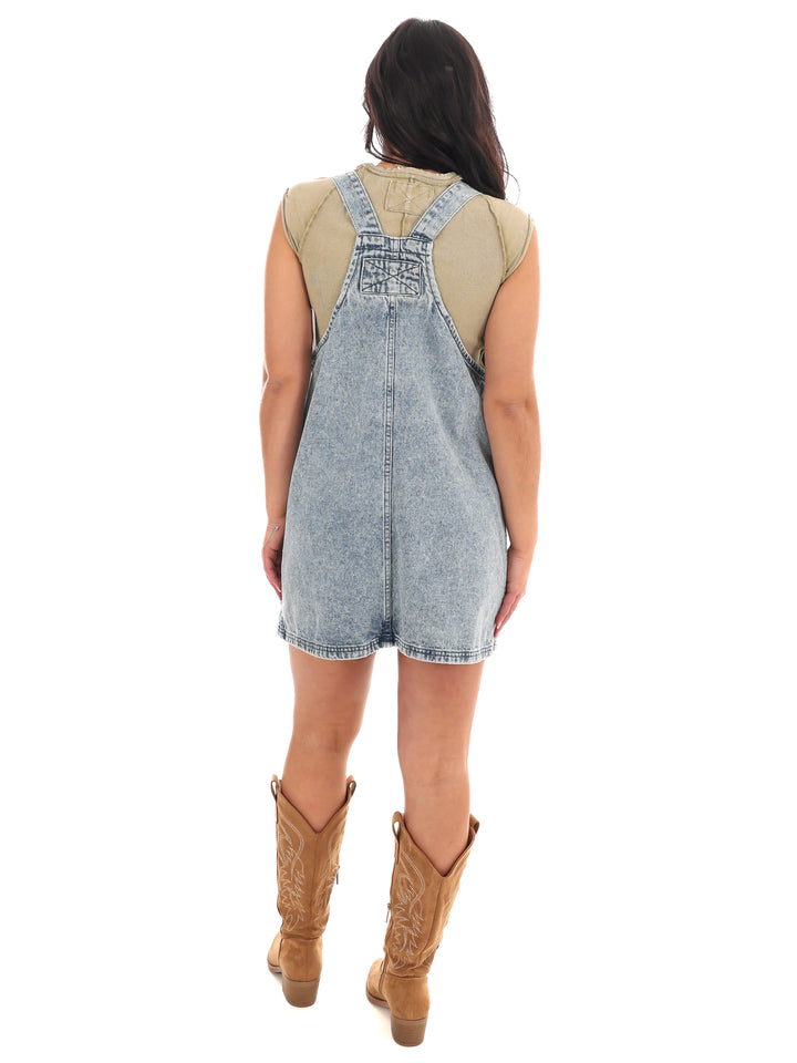 Eyes On Me Denim Overall Dress