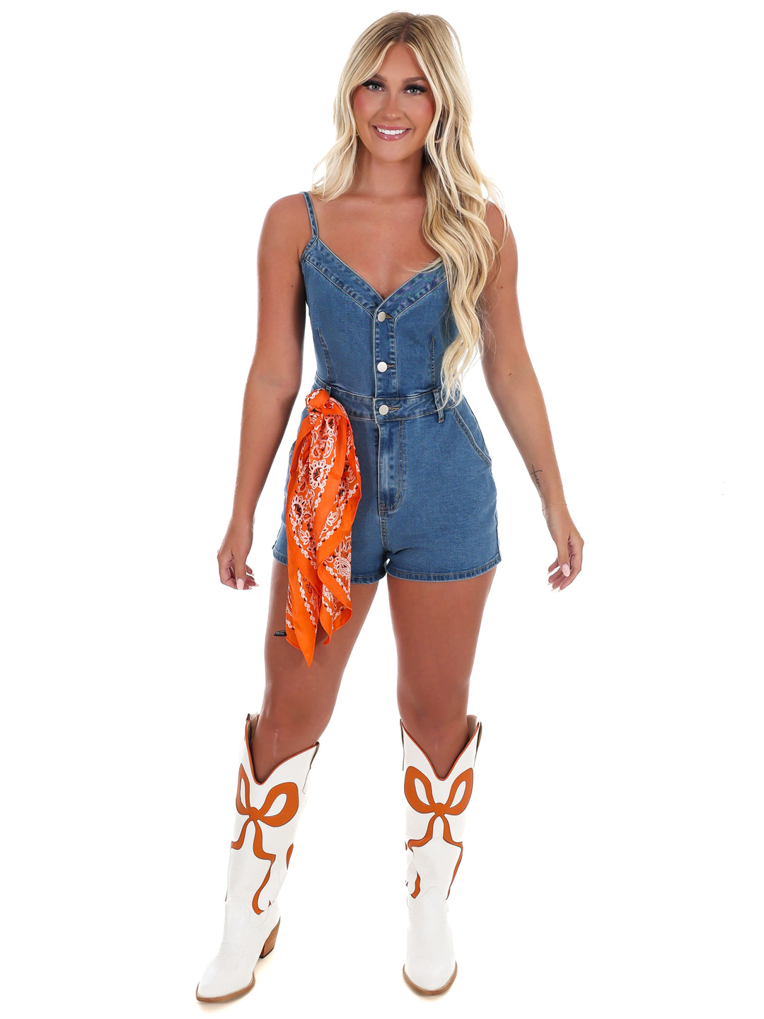 Cheer Squad Denim Romper