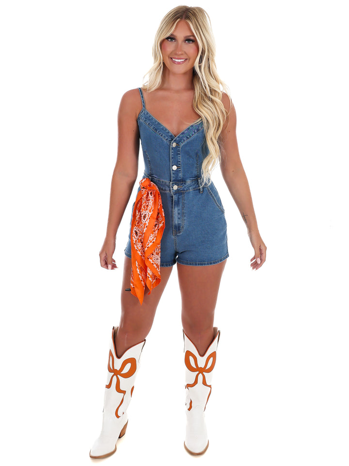 Cheer Squad Denim Romper