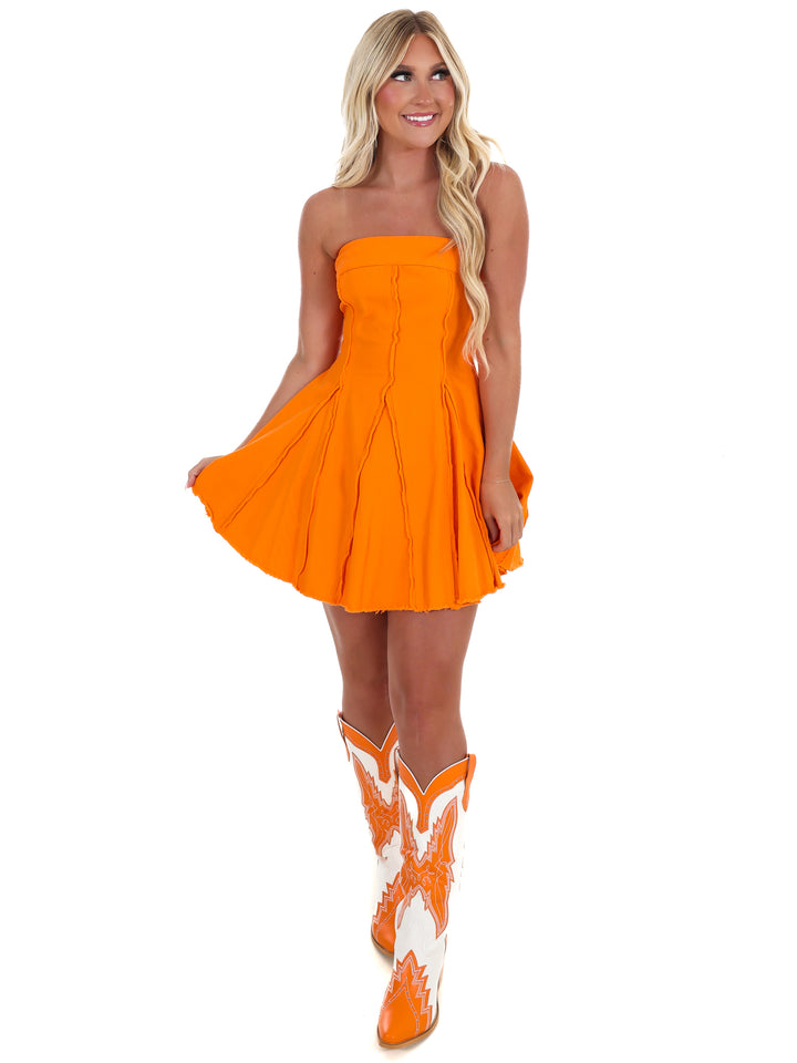 One Team One Goal Strapless Mini Dress