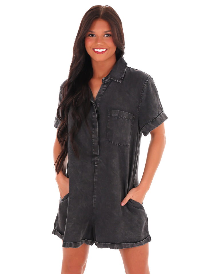 Come to Me Denim Romper