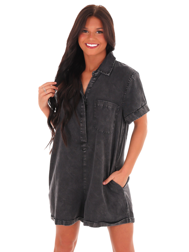 Come to Me Denim Romper