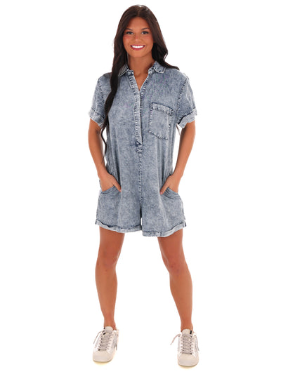 Come to Me Denim Romper