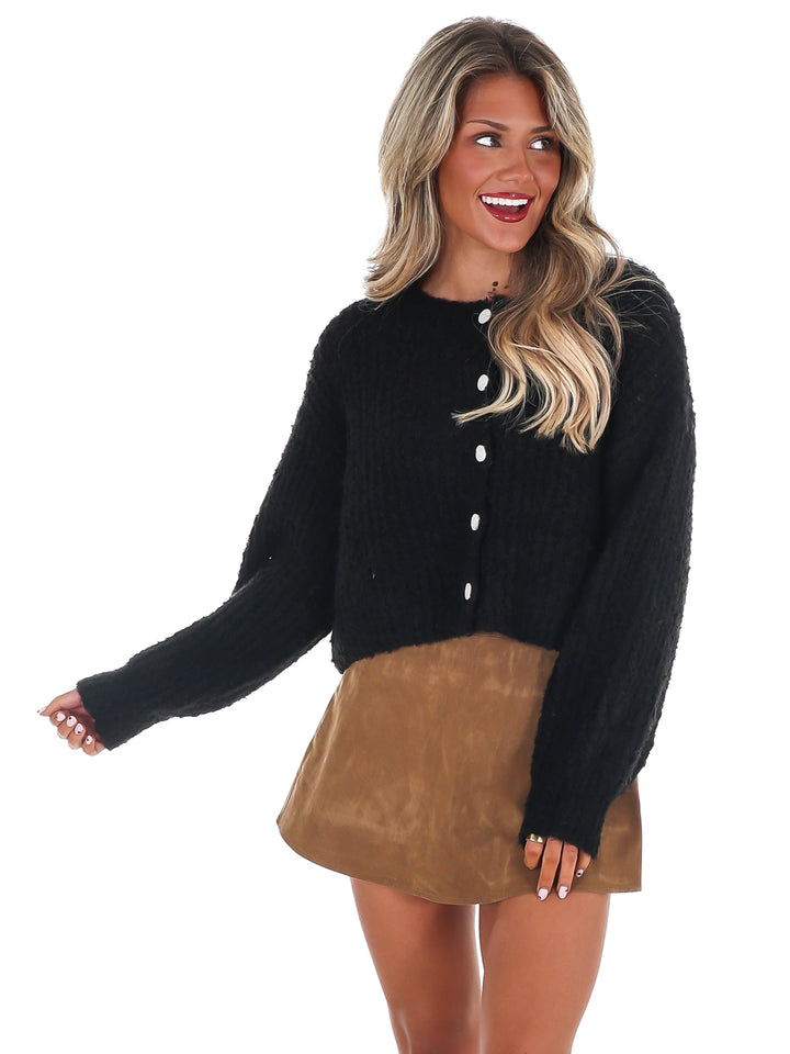 Fluffy Knit Button Up Cardigan Doorbuster