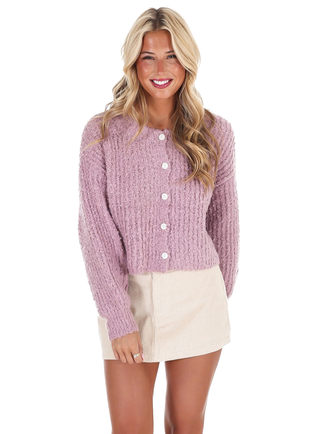 Fluffy Knit Button Up Cardigan Doorbuster