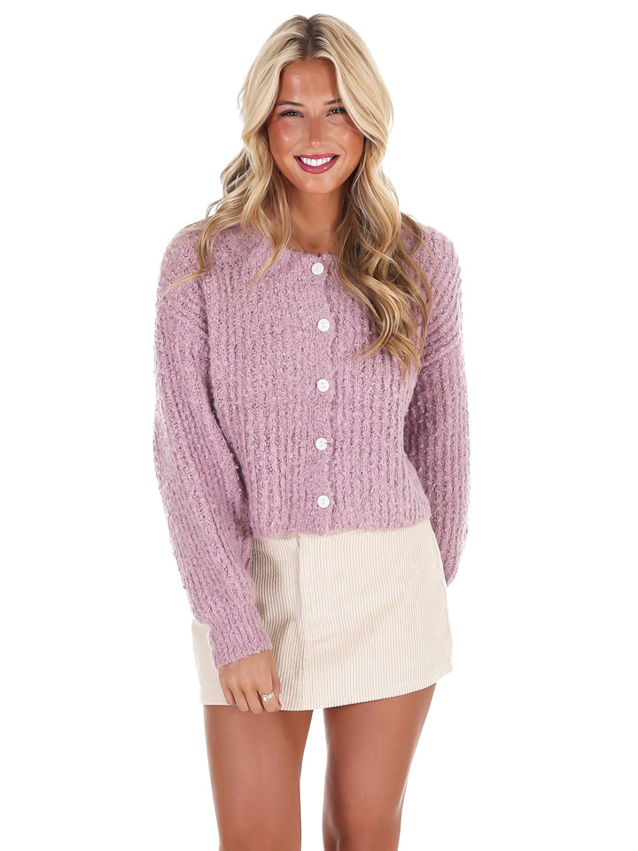 Fluffy Knit Button Up Cardigan Doorbuster