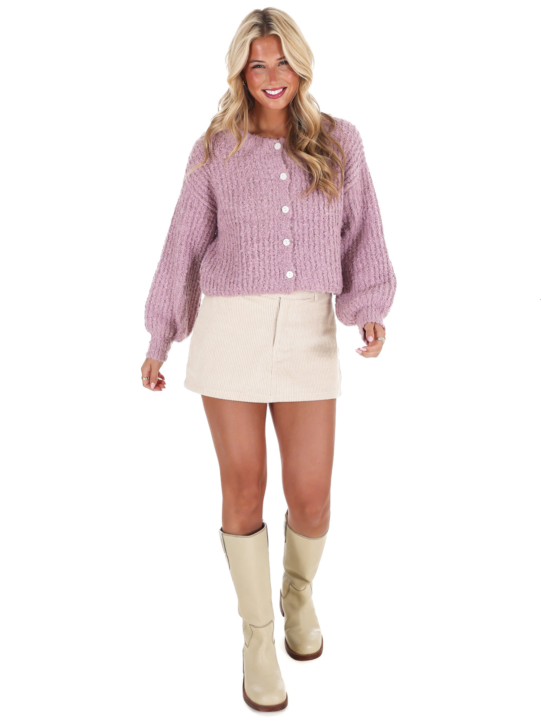 Fluffy Knit Button Up Cardigan Doorbuster