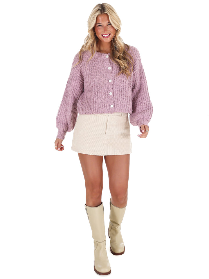 Fluffy Knit Button Up Cardigan Doorbuster