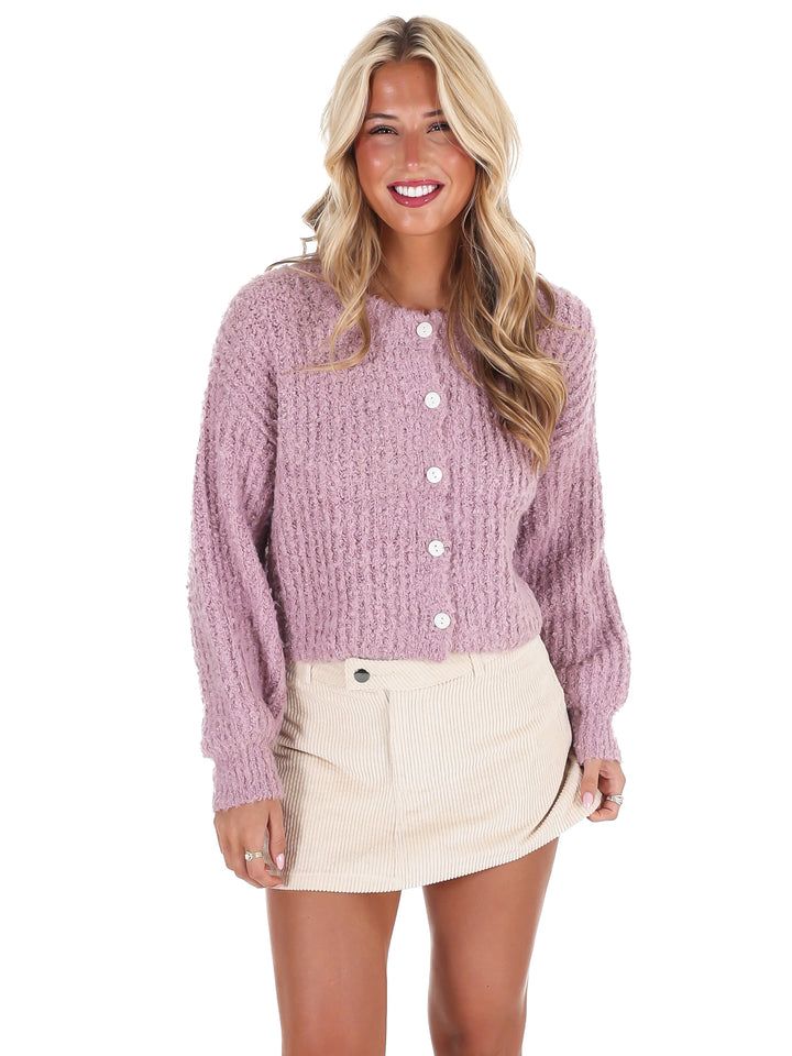 Fluffy Knit Button Up Cardigan Doorbuster