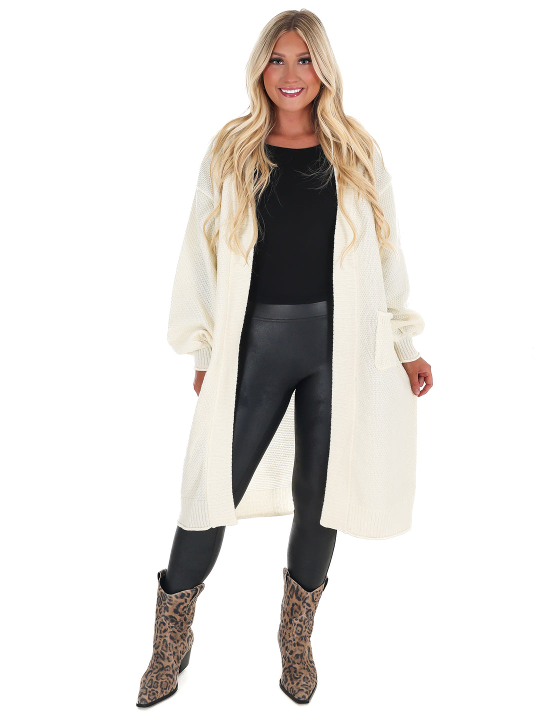 Oversized Textured Long Cardigan Doorbuster