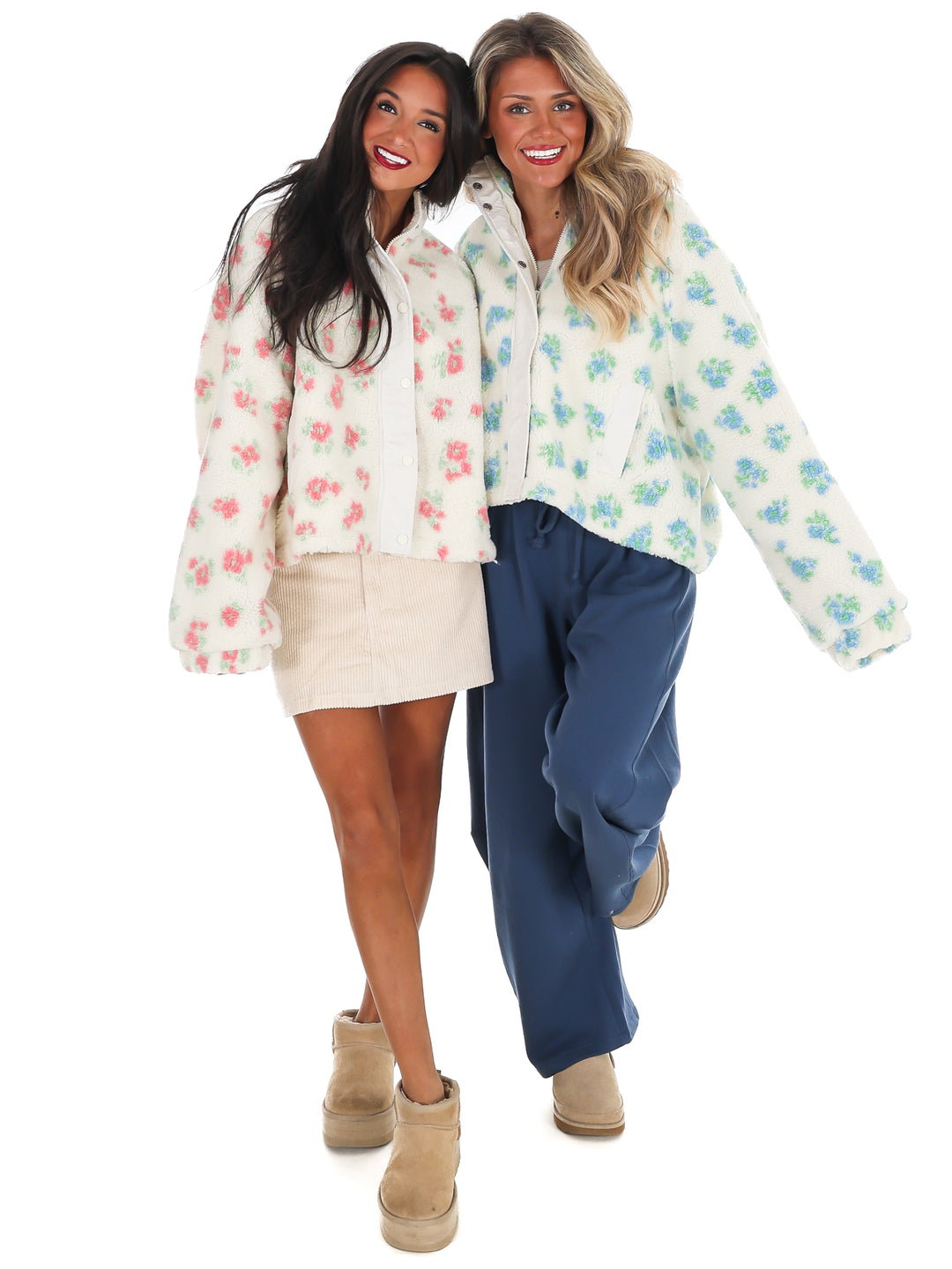 Fancy Floral Print Sherpa Jacket Doorbuster