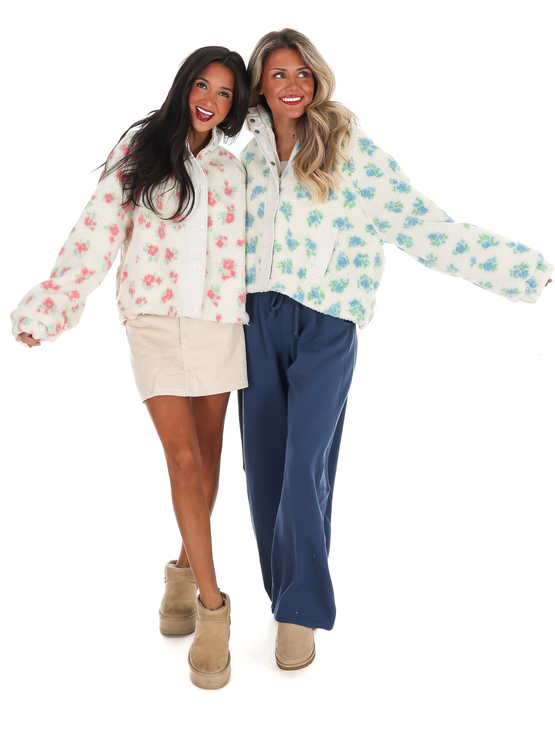 Fancy Floral Print Sherpa Jacket Doorbuster
