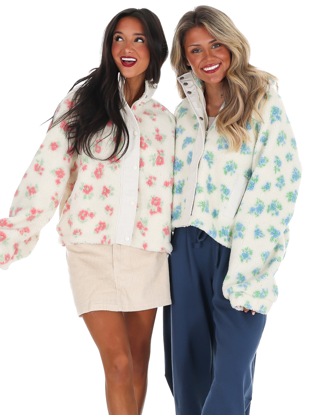Fancy Floral Print Sherpa Jacket Doorbuster