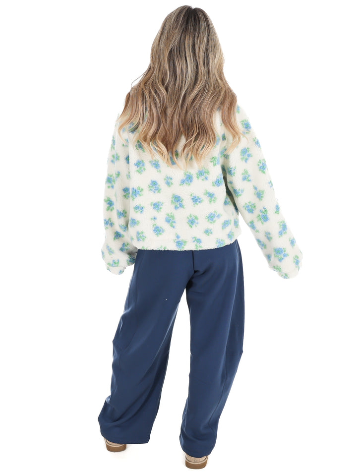 Fancy Floral Print Sherpa Jacket Doorbuster