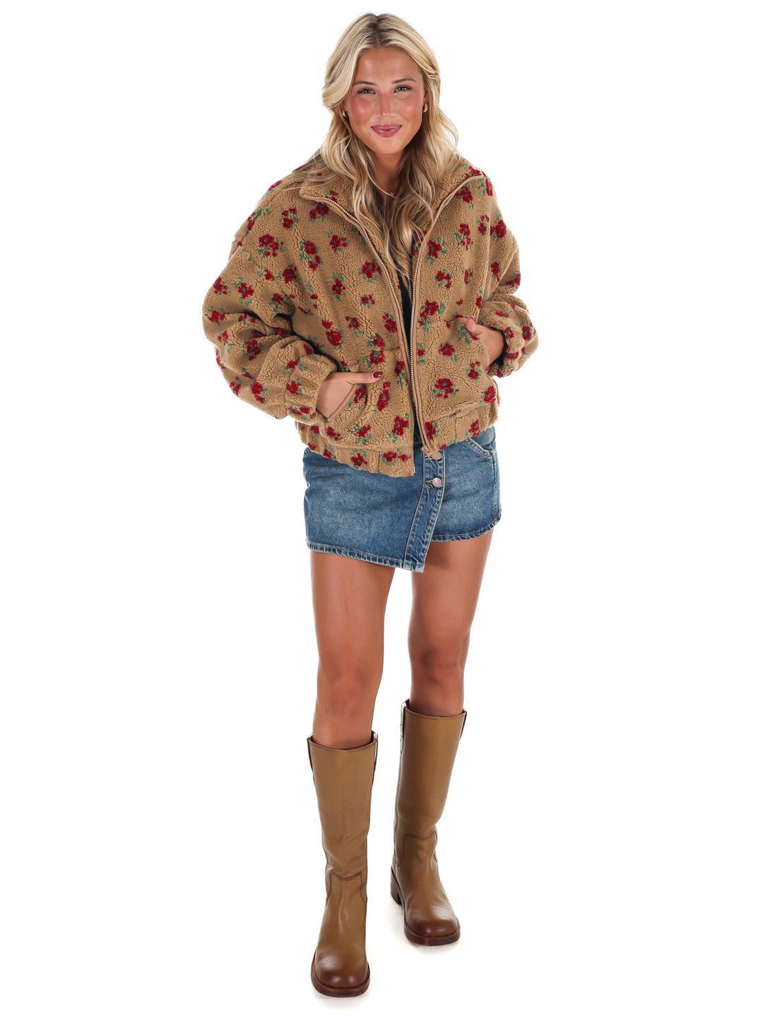 Floral Print Sherpa Jacket Doorbuster