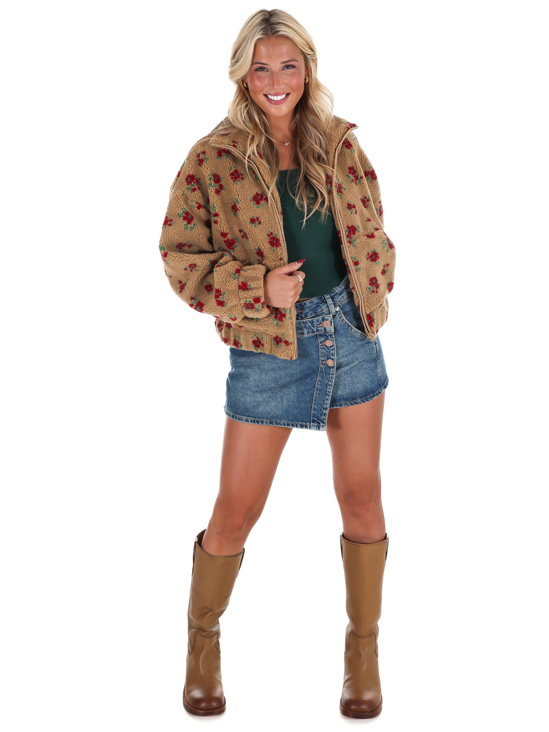 Floral Print Sherpa Jacket Doorbuster