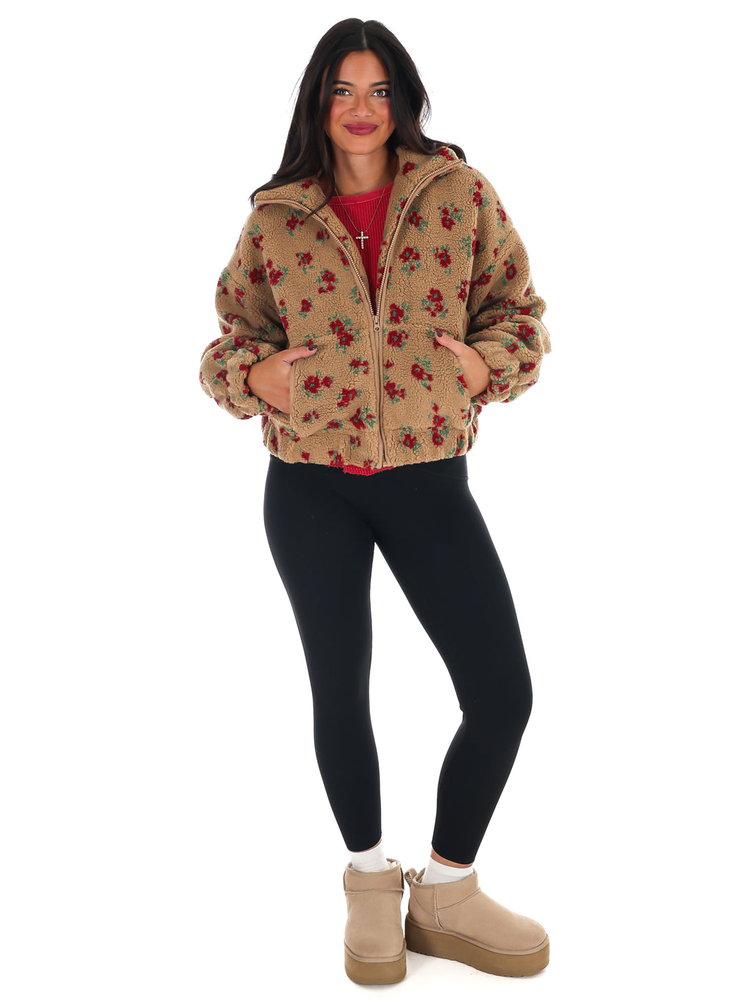 Floral Print Sherpa Jacket Doorbuster
