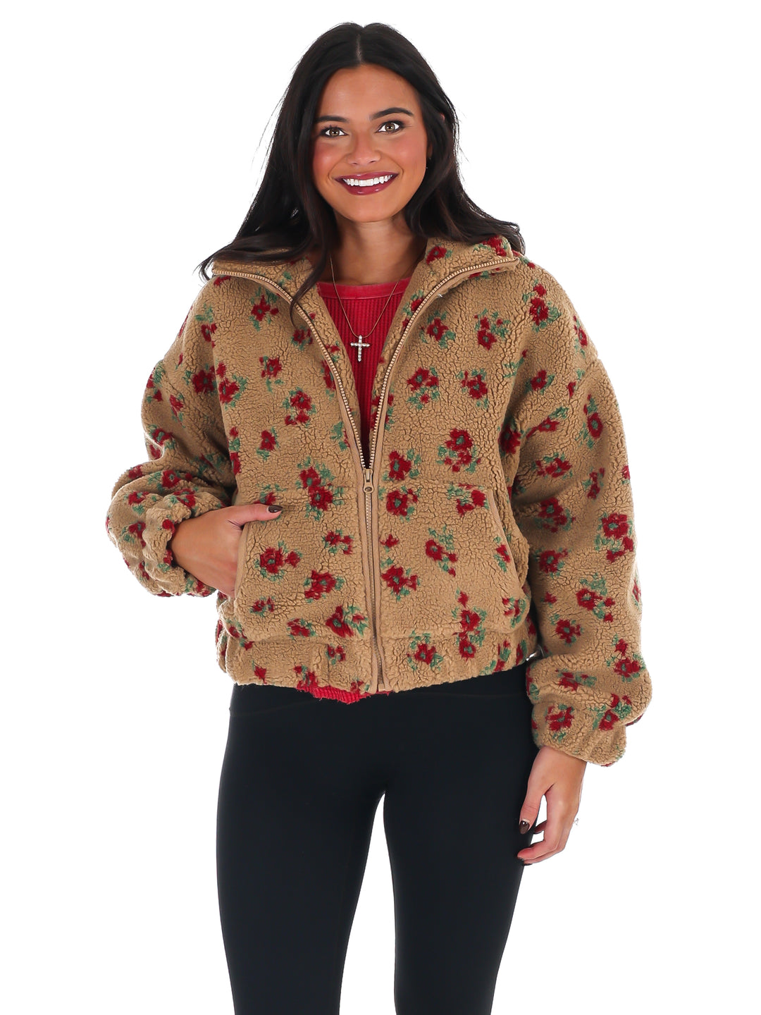 Floral Print Sherpa Jacket Doorbuster