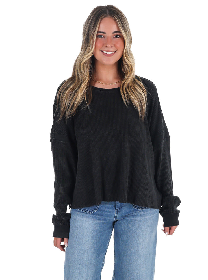 Laidback Comfort Waffle Knit Top