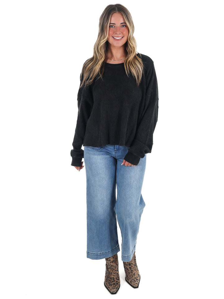 Laidback Comfort Waffle Knit Top