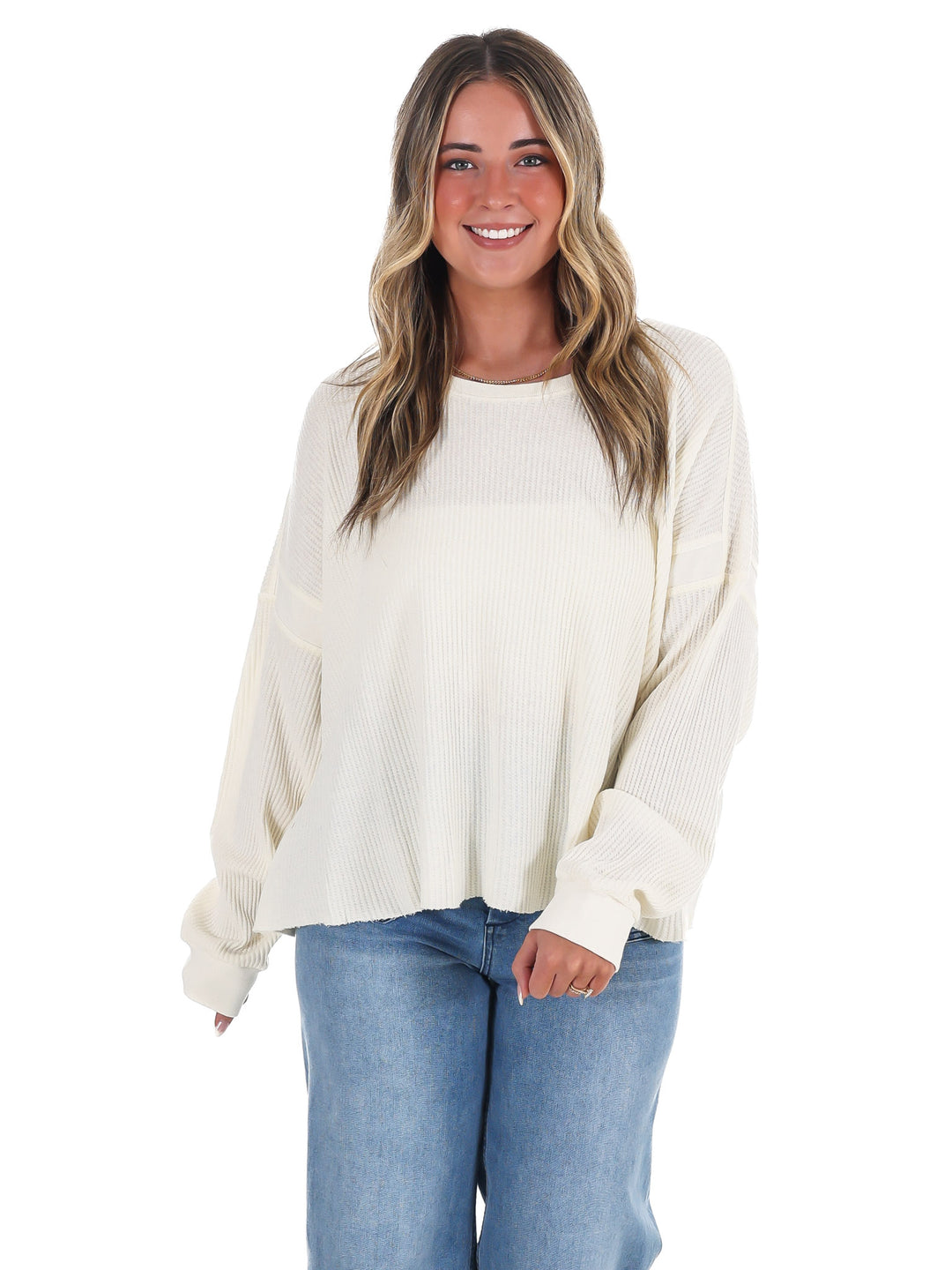 Laidback Comfort Waffle Knit Top