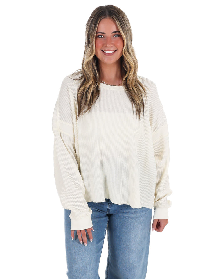 Laidback Comfort Waffle Knit Top