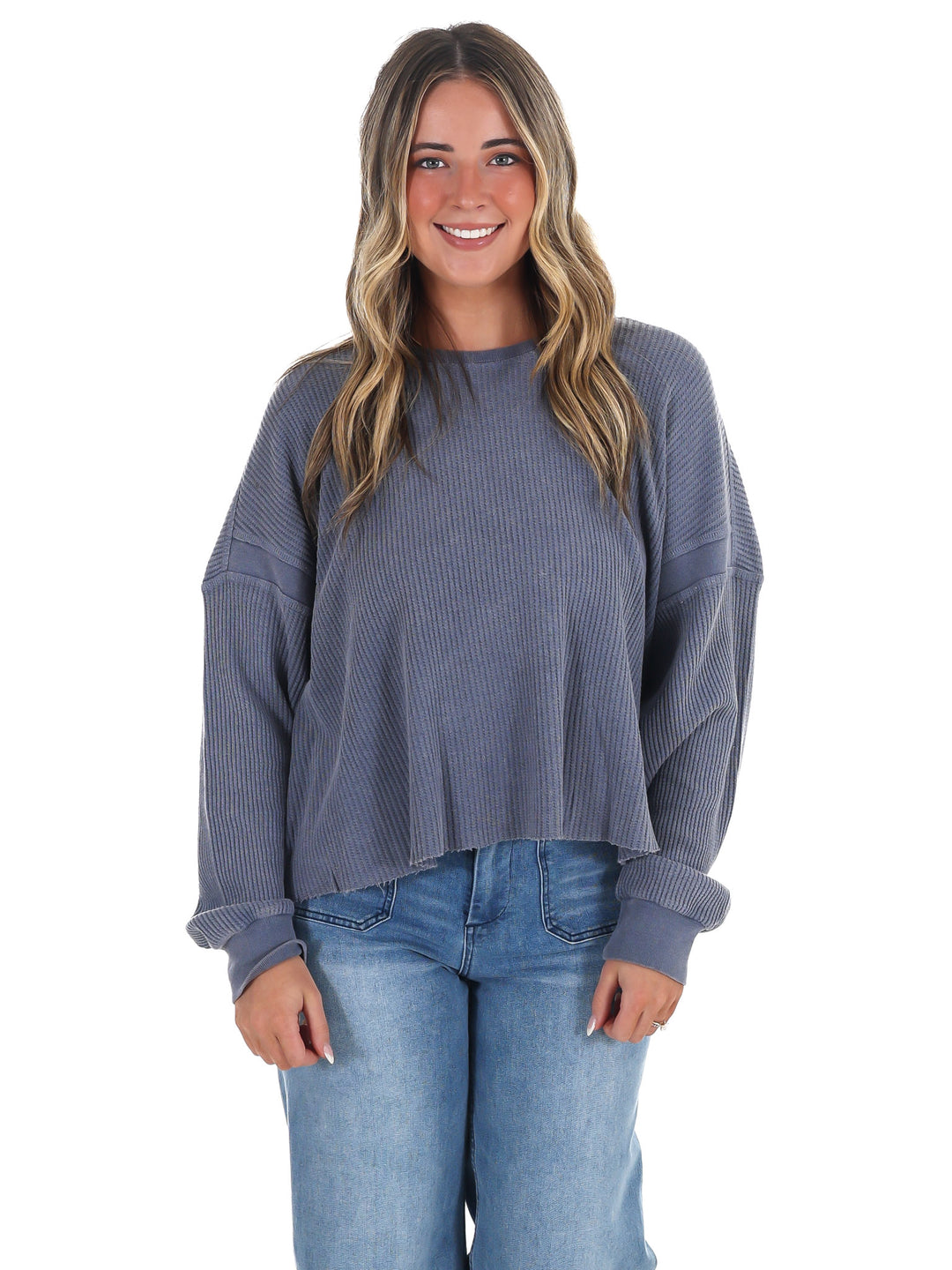 Laidback Comfort Waffle Knit Top
